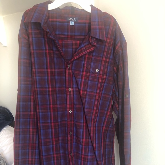 Vintage Plaid Long Sleeve Button Down Shirt XL - Picture 2 of 4